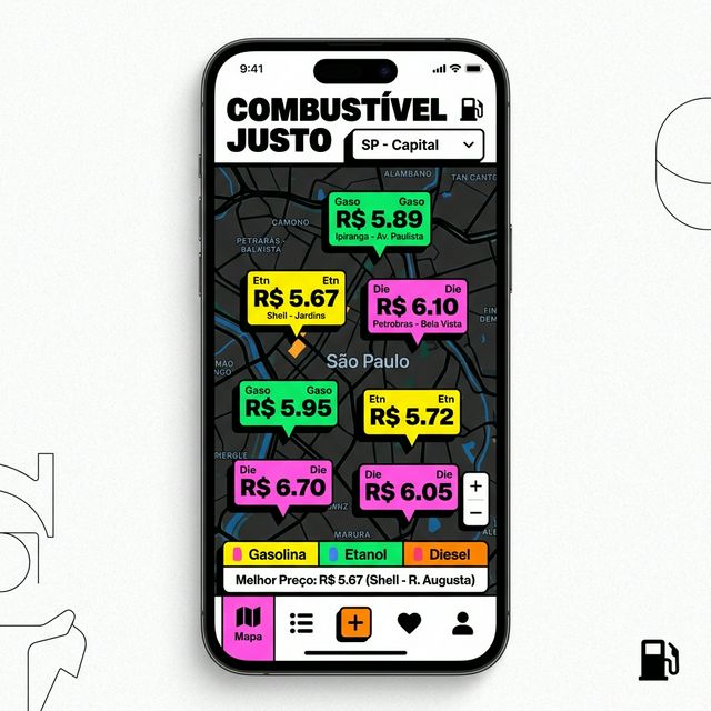 Radar de Postos com mapa interativo